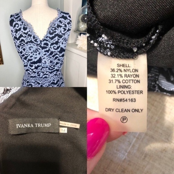 Ivanka Trump Blue Lace Popover Sheath Dress 14 Large - Picture 8 of 8